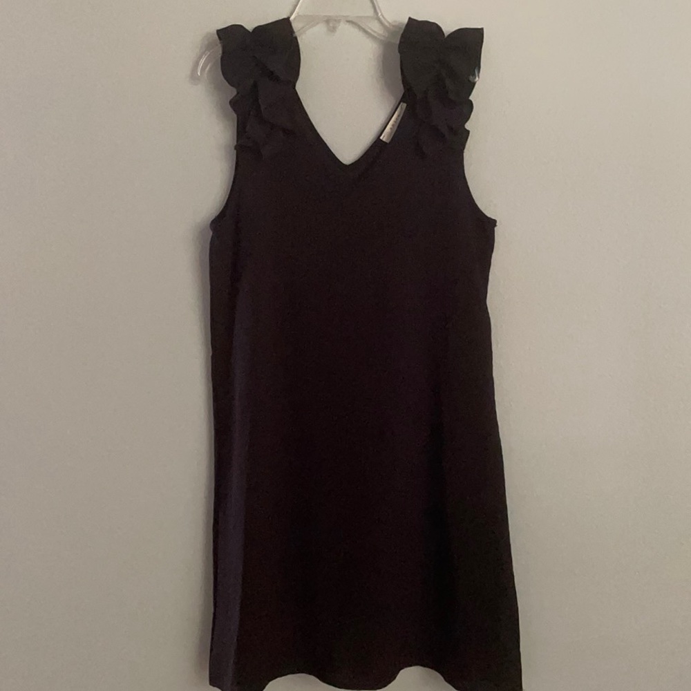 Black ruffle sleeve dress